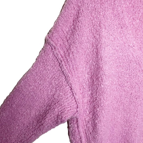 Free People Barbie Pink Alpaca Blend V-Neck Oversize Sweater Slouch XS Lagenlook - Picture 10 of 11